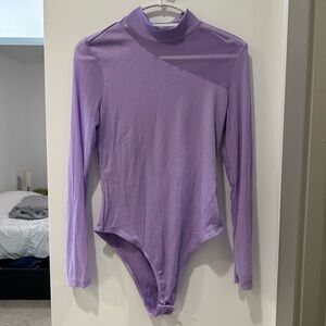 SHEIN Asymmetric Purple Long-Sleeve Bodysuit